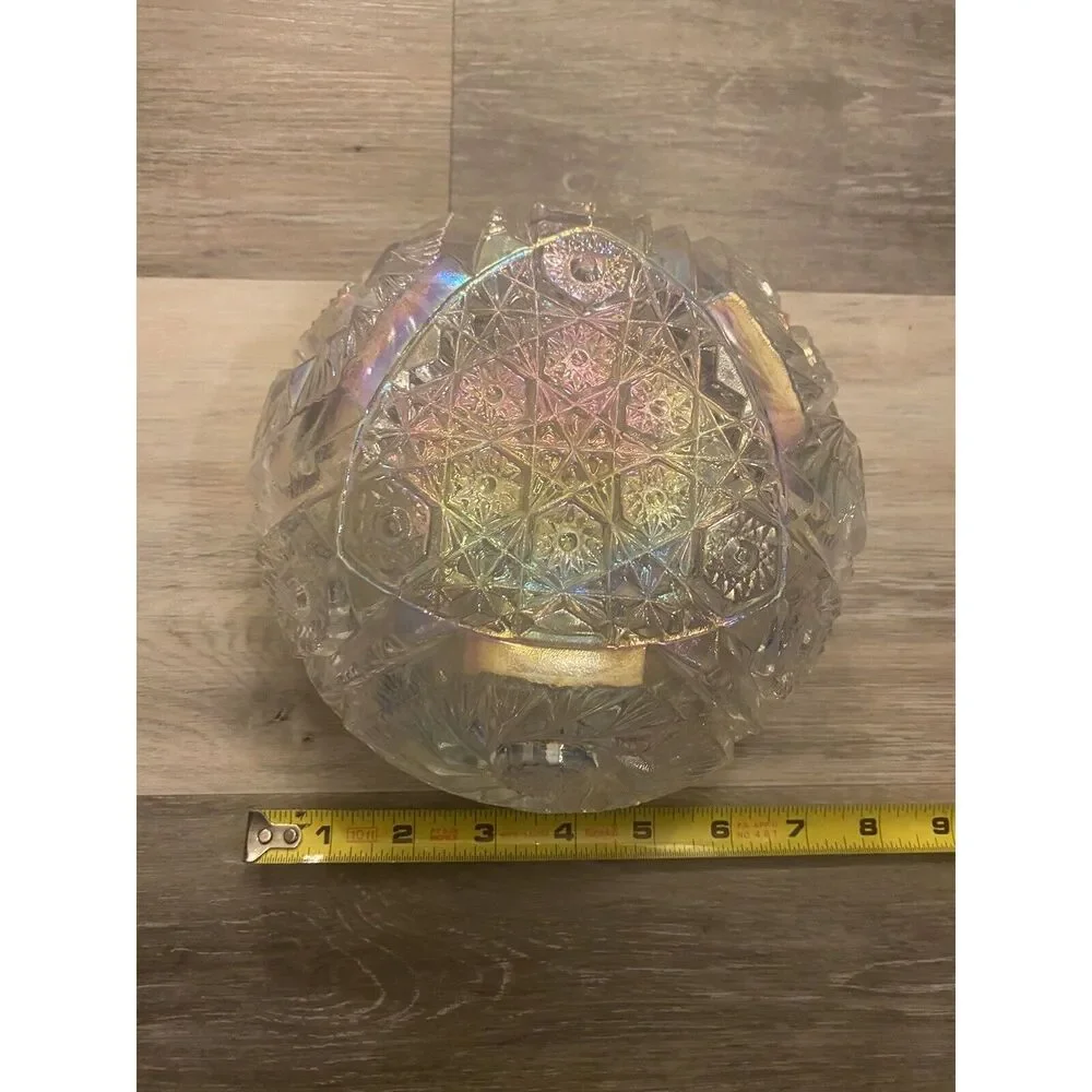 Vintage L E Smith Comet in the Stars Clear Iridescent Carnival Glass Bowl